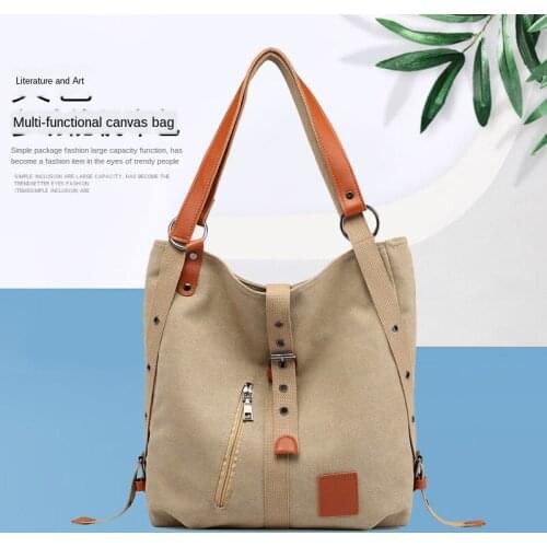 Purse Handbag for Women Canvas Tote Bag Casual Shoulder Bag School Bag Rucksack Convertible Back Handbags FS5145