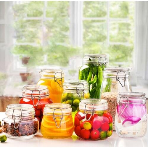 Thick Glass Kitchen Storage Jars Canister Jars with Clear Lid Container