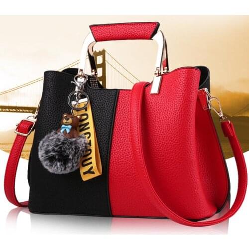 2021 Fashion Korean Fashion Versatile Large Tote Messenger Shoulder Handbag Color Contrast Soft Leather Women Shoulder Bag Sac