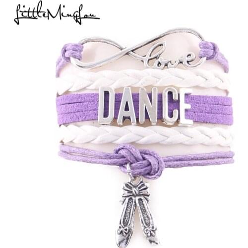 Little MingLou Infinity love DANCE bracelet shose charm Rope handmade DANCER Bracelet for women Leather bracelets & bangles