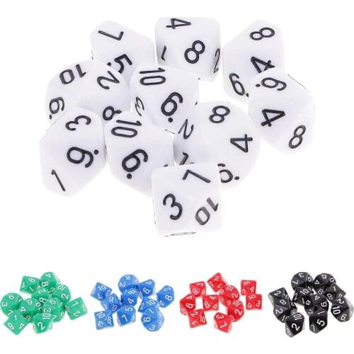 10pcs 10 Sided Dice D10 Polyhedral Dice for D&D Games 16mm DND RPG MTG Dice Family Party Kids Game House Dice