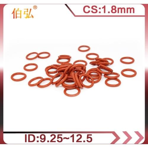 10PCS/lot Red Silicon O-Ring Silicone/VMQ 1.8mm Thickness ID9.25/9.5/10/10.6/11.2/11.8/12.5mm Seal Rubber Gasket Ring Washer