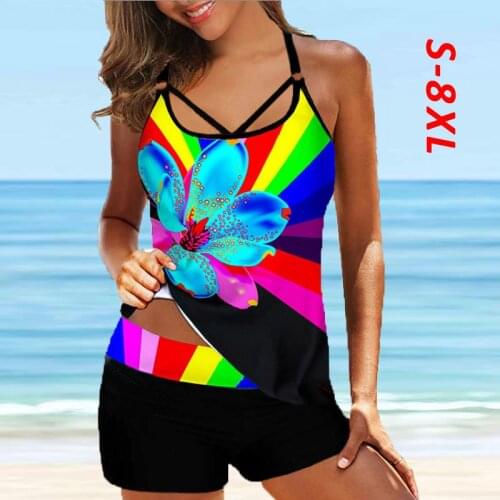 2021 Plus Size 8XL Swimwear with Dress Women Tankini Two Piece Big Girls Swim Suit Push Up Bathing Suit Super Large Beachwear