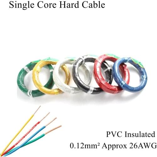 26AWG BV 0.12mm² Single Strand Single Core Hard Line PVC Insulated Electric Wire Electronic Cable Pure Copper Wire 0.12mm Square