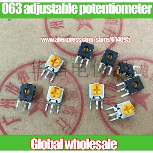 40pcs 063 adjustable potentiometer 10K 100K for Panasonic / horizontal yellow head adjustable potentiometer 063