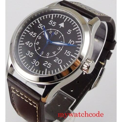 42mm CORGEUT Luminous Marks ST 1612 MIYOTA 8215 Automatic Movement Mens Watch Sapphire Crystal Leather Strap Glass Back