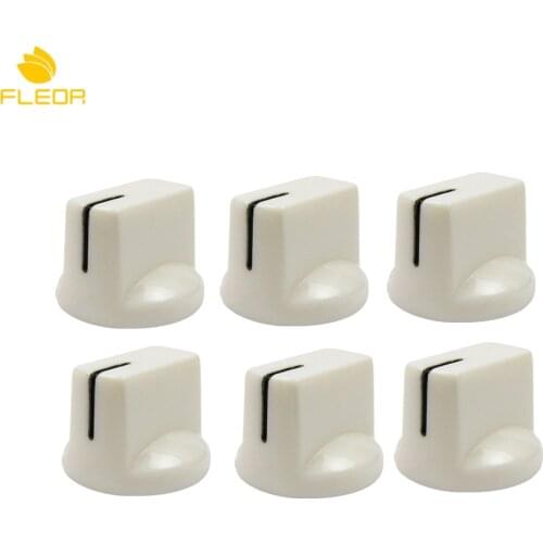 FLEOR 6pcs White Plastic Flush Head Guitar Knobs Buttons Amp Amplifier Effect Pedal Knobs Guitar Parts