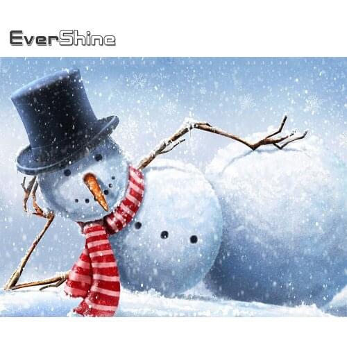 Evershine Diamond Embroidery Snowman 5D DIY Diamond Painting Cartoon Mosaic Kit Winter Rhinestone Picture Christmas Gift