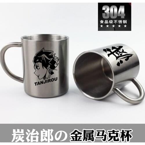 Anime Demon Slayer Kamado Tanjirou Nezuko Tomioka Giyuu Cups Stainless Steel Mug Cup Cosplay Prop Xmas Gift