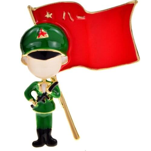 CINDY XIANG Opal Enamel Soldier Brooches Cute Cartoon Peoples Liberation Army Brooch Pins Fashion Jewelry August 1st Army Day