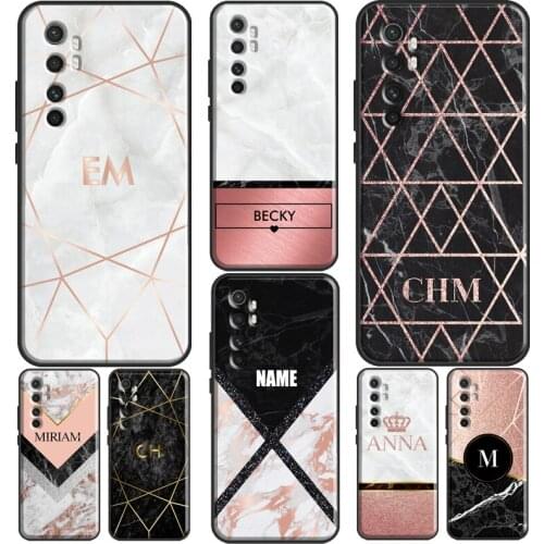 ROSE GOLD MARBLE CUSTOM NAME INITIALS For POCO X3 Pro M3 F2 F3 Case For Xiaomi Mi 11 Ultra 9T 10T Pro A3 Mi Note 10 Lite Cover