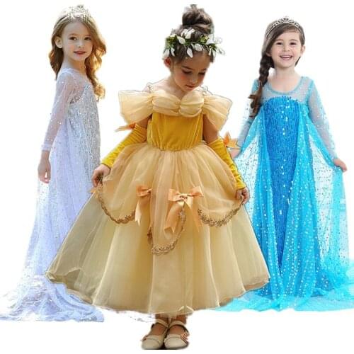 Kids Dresses for Girls Princess Dress Cosplay Costume Birthday Party Clothes Children Halloween Long Gown Princess Costume Dress