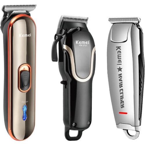 Kemei Electric Hair Clippers Professional Hair Trimmer Carbon Steel Blade Beard Barber 0mm Baldheaded Shaver Carving Machine F35