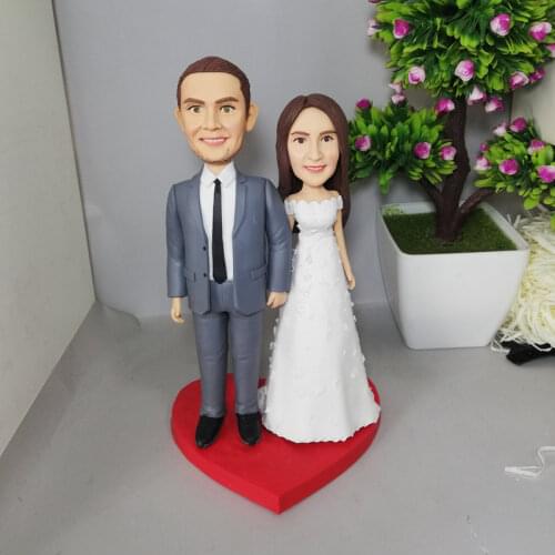 Custom Couple Wedding Figures Bride Groom Figurines Cartoon Dolls Action Dress DIY for Friends Family Wedding Gift