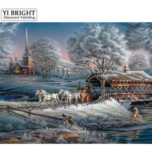 New Needle Thread Diamond Painting Beautiful Snow Winter Landscape Diamond Embroidery Square Round Drill Diamond Mosaic Picture