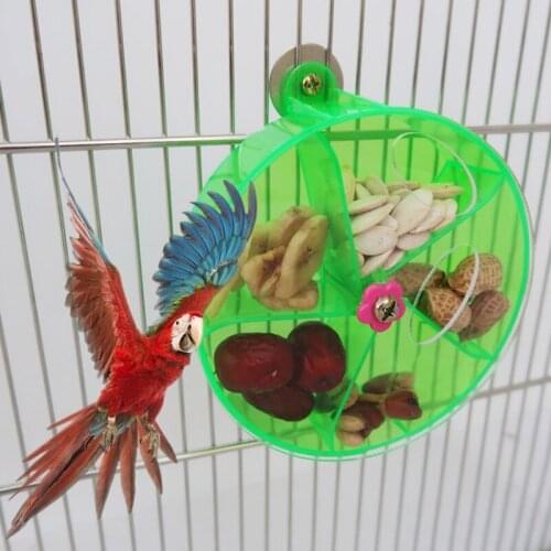 Bird Creative Foraging Toy Cage Feeder Treat Holder Seed Food Ball Rotate Wheel for Parrot Parakeet Cockatiel Conure