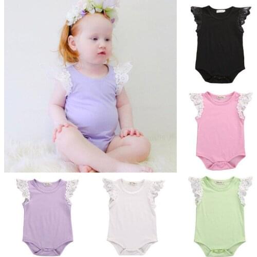 Pudcoco Newborn Baby Girls Toddler Lace Shoulder Sleeveless Jumper Romper Jumpsuit Baby Summer Clothes