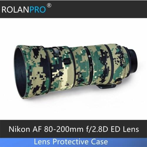 ROLANPRO Lens Camouflage Coat Rain Cover for Nikon AF 80-200mm f/2.8D ED lens Protective Sleeve Lens hood cover lens cap