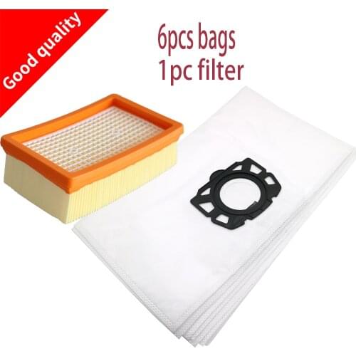 7Pcs/lot Dust Bags and HEPA Filter for Karcher WD4000 to WD5999 for Karcher MV4 MV5 MV6 WD4 WD5 WD6 vacuum cleaner parts