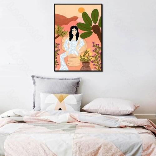 Cartoon Desert Beauties Creative Decorative Painting Simple Art Poster Decorative Painting Living Room Background Wall Sticker