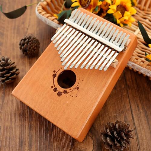 Single Board Wood Mahogany Body Calimba,African Creative Music Sanza Portable Mbira Solid Koa 17 Keys Gauntlets Finger Piano