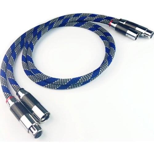 Pair Audiophile XLR Male To Female Balanced Carbon Fiber HiFi Audio Cables for Amplifier CD Player