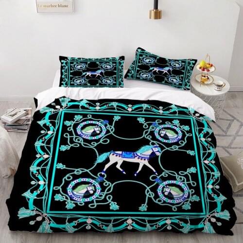 Carriage 3D quilt cover bed duvet cover pillowcase bed cover double quilt cover three-piece horse head pillowcase quilt cover