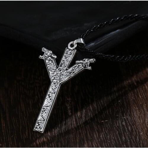 QIMING Viking Rune Algiz Pendant Men Necklace Geometric Simple Jewelry Slavic Amulet Punk Retro Charm Necklace Women