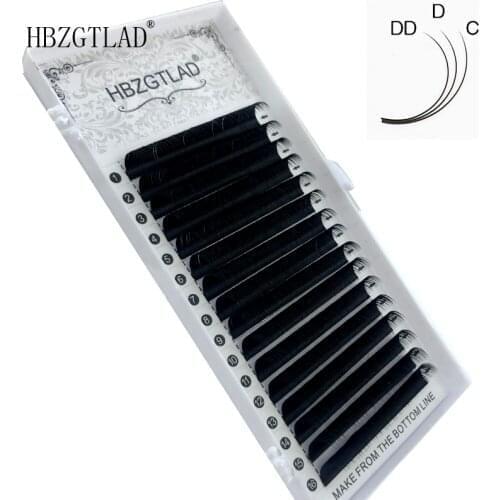 HBZGTLAD New 8-20mm 16 Rows All Size C/D/DD Curl Individual Silk Mink Volume Lashes Eyelash Extensions Blink
