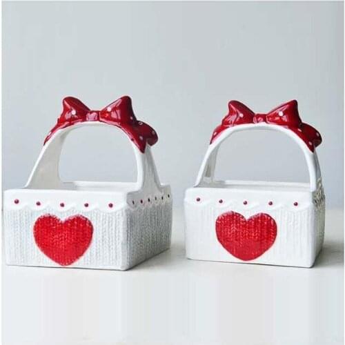 Pink Girl Mood Peoples Day Gift Box Ceramic Basket Storage Basket Cosmetic Box Flower Basket DECORATION ORNAMENT Popular