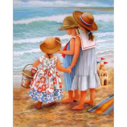 Counted Cross Stitch Kits Needlework Embroidery - Crafts 14 ct Aida DMC Color DIY Arts Handmade Home Decor - Sisters