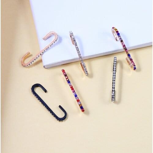 Bohemian Crystal Ear Cuff Earring for Women Multicolor C-Shape No Pierced Small Earring Bridal Wedding Ear Clip Jewelry Gifts