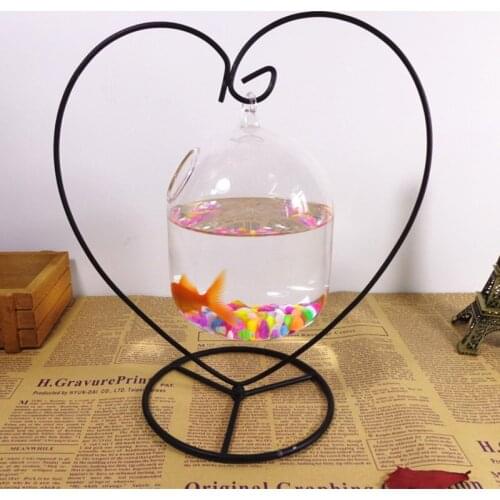 2sets/pack Heart Stand Glass Terrarium Diameter=8.5cm Height=13cm One Small Hole Cylinder Hanging Vase