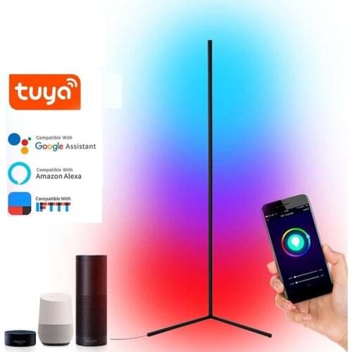 New Alexa Compatible RGB APP Remote LED Corner Floor Lamp Modern Simple Colorful Atmosphere Standing Light For Cool Gaming Decor