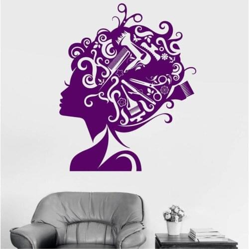 Vinyl Wall Decal Beauty Salon Hair Stylist Hairdresser Barber Tools Stickers Barber Shop Wall Window Art Mural Sexy Girls H936