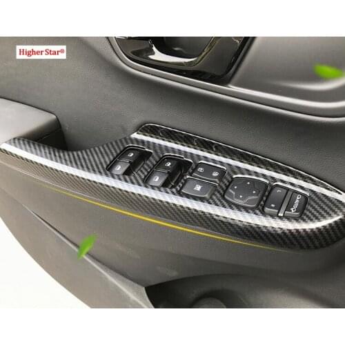 High quality ABS car windows glass Lifting Buttons panel decoration cover,protection sticker For Hyundai Kona Kauai Encino 2018