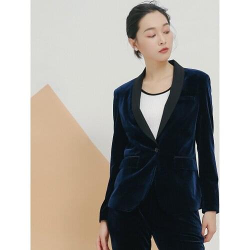 High quality black velvet fashion Lady office girl jacket female casual new spring and autumn short paragraph gold velvet