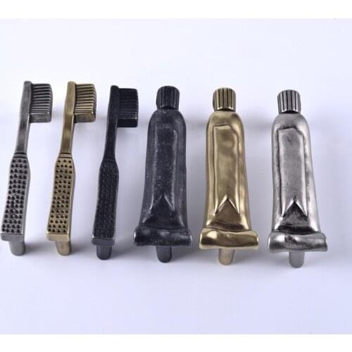 Top Quality Unique artistical Design Furniture Hardware Hole pitch 76mm Toothpaste Toothbrush Cabinet Handle Drawer Pulls