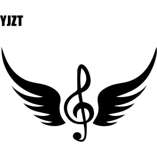 YJZT 17.4X10.6CM Bird Wings Musical Note Rear Windshield Decoraiton Car Stickers Decals C25-0946