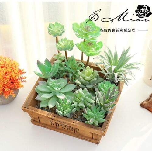 Green Flocking Artificial Succulent Plants Home Bedroom Living Room Decor Fake Plants DIY Flower Arrangement plante artificielle