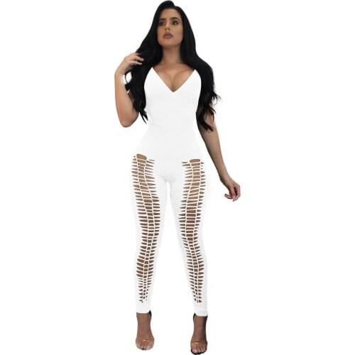 Cut Out Jumpsuit Sexy V Neck One Piece Jumpsuit Club Party Bodycon Birthday Outfits Red Black White Army Green Jumpsuit Women