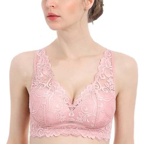 Sexy Womens Lace Floral Emboridery Wire Free Bra Full Coverage Slight Padded Push Up Underwear Lingerie for Woman 5L