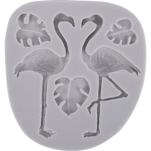 1PC 3D Flamingo Baby Birthday DIY Party Fondant Cake Decorating Leaf Silicone Molds Cupcake Chocolate Gumpaste Candy Moulds