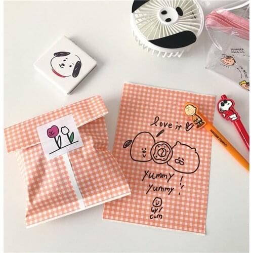 10pcs 20 * 14cm Orange Check Cartoon Paper Bag Earring Necklace Bracelet Gift Jewelry Accessories Packaging Bag