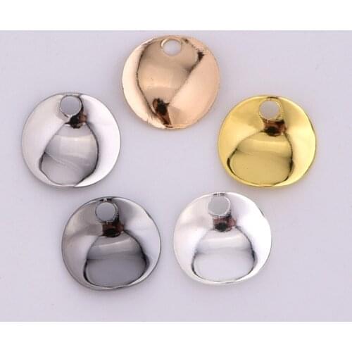 13mm 10pcs copper Single hole wave arc disc Round mirror sun shape Charms Pendant DIY Necklace Pendant components parts