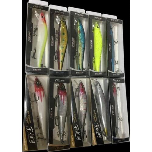 10pcs/lot 14cm 22.4g Long Shot Minnow Hard Fishing Lures 3 Hooks w/ PVC Box