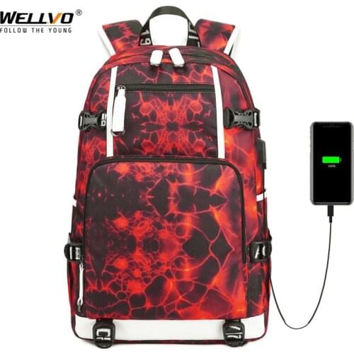 15.6inch Graffiti Printing Backpack USB Charging Laptop Backpacks Student School Rucksack Men Large Waterproof Travel Bag XA112C