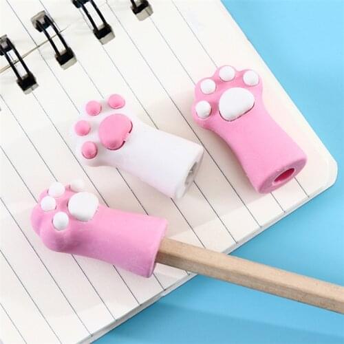 1X Cute Pink Style Cat Paw Rubber Erasers Correction for Pencil School Student Stationery
