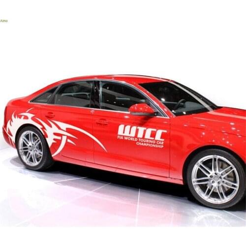 2Pcs Car Decal black white yellow red Car Full Body DIY Waterproof Vinyl Wheel Eyebrow Flame Stylish Decal Stickers Set 160cm