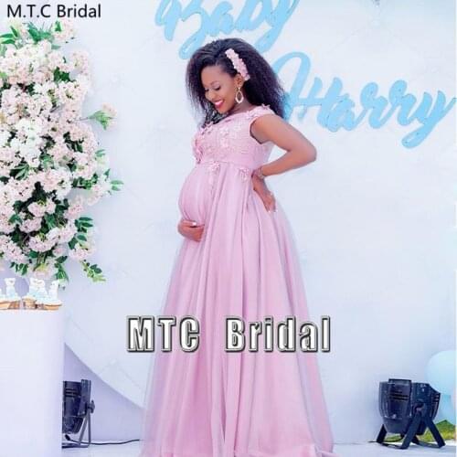 2021 Pink Pregnant Women Evening Dress High Waist A Line Black Women Formal Dresses Plus Size Evening Gowns Long